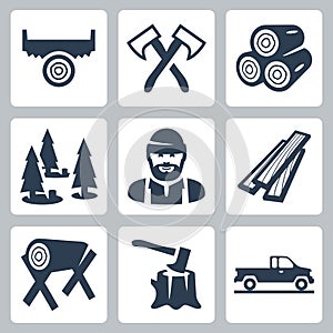 Vector lumberjack icons set