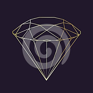 Vector luxury crystal diamond shape.Geometric Premium Glitter Icon, Polygon mosaic shape amethyst gem quartz stone line