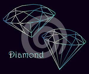 Vector luxury crystal diamond shape.Geometric Premium Glitter Icon, Polygon mosaic shape amethyst gem quartz stone line