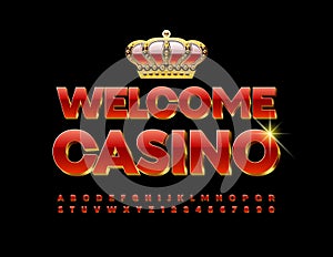 Vector luxury flyer Welcome Casino. Elite Alphabet Letters and Numbers set