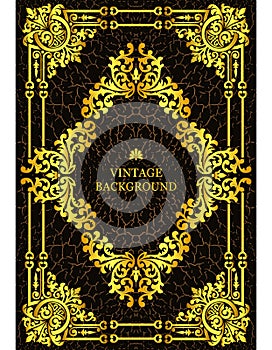 Vector luxury vintage border in the baroque style with gold floral pattern frame. The template for the book covers, old royal page