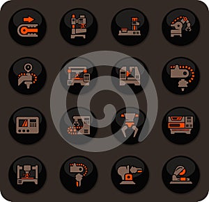 Machine tool icons set