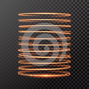 Vector magic gold light trail circle spring tube