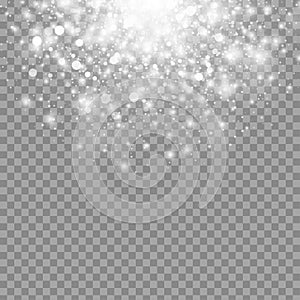 Vector magic white glow light effect isolated on transparent background. Christmas design element