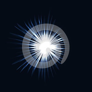 Vector magic white rays glow light effect .Christmas design element. Star burst