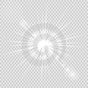 Vector magic white rays glow light effect isolated on transparent background. Christmas design element. Star burst with sparkles