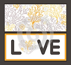 Vector magical floral love text frame pattern