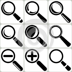 Vector Magnifier Glass Search Find Lupe Zoom Icons