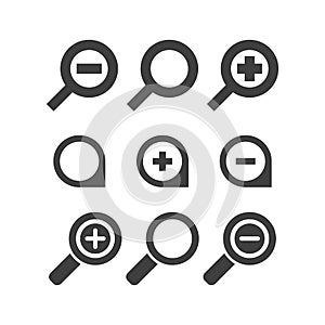 Vector magnifier glass and zoom Icons search lupe