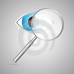 Vector Magnifying Glass and Blue Eye