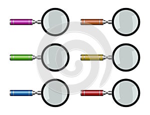 vector magnifying glass icon set