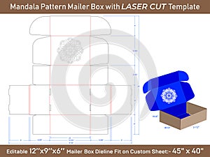 Vector Mailer Box LASER CUT Dieline Template