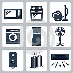 Vector major appliances icons set