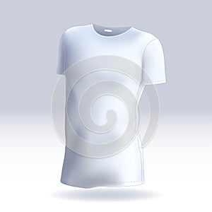 Vector male T-shirt template mock up for your design. Men`s white casual wear.