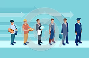 Vector of a man changing his occupation