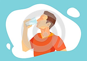 Vector of a man drinking water from a glass