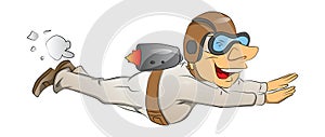 Vector of man flying with jetpack