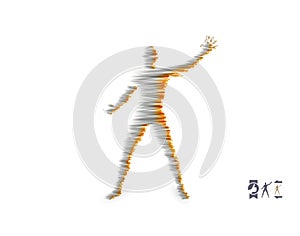 Vector man with hand up to stop. Human showing stop gesture. Silhouette of a standing man. Vector illustration