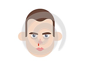 Vector man with nosebleed on the White Blackground