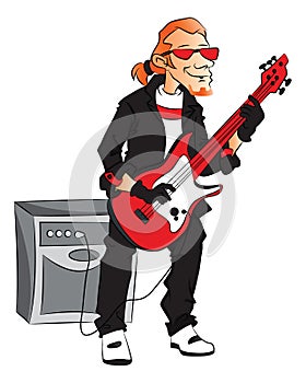 Vector of man playing electric guitar