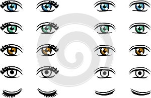 Vector Man and Woman eyes in different color