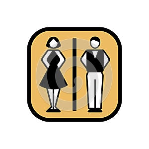 Vector man & woman icons. Toilet sign. The icon with a black sign on a white/color background. Can be used as a design element.