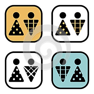 Vector man & woman icons. Toilet sign. The icon with a black sign on a white/color background.Can be used as a design element.Set.