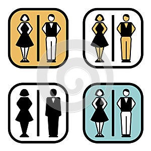 Vector man & woman icons. Toilet sign. The icon with a black sign on a white/color background.Can be used as a design element.Set.