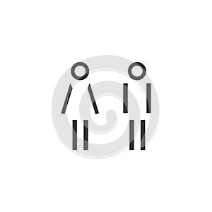 Vector man and woman icons, toilet sign, restroom icon, minimal style, pictogram