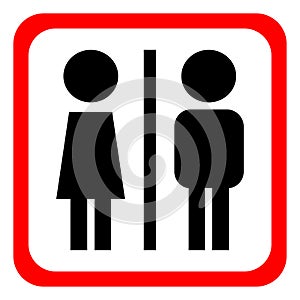 Vector man and woman icons, toilet sign, restroom, minimal style, pictogram