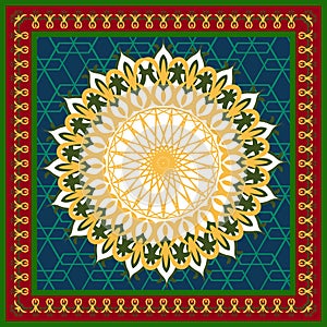 Vector mandala ornament. Round floral pattern. Arabic decorative element.