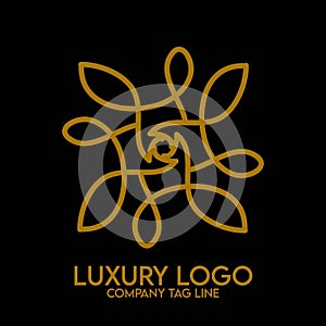 Vector Mandala Pattern Art Design Luxury Gold Company Logo.