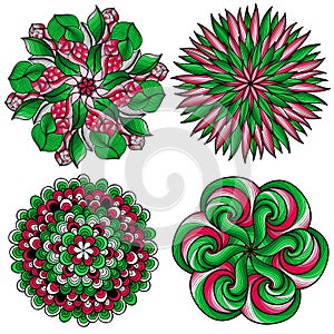 Vector mandalas. Colored mandala set. Oriental round ornament. asian design element.