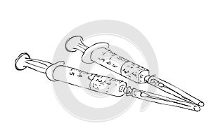 Vector Manual Draw Sketch, 2, two sryinge