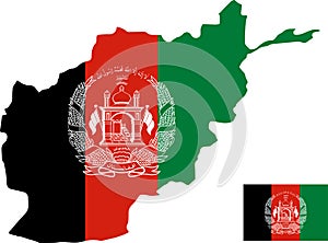Vector map of Afganistan with flag. Isolated, white background photo