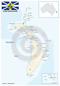 Vector map of the Australian Lord Howe Island in the Tasman Sea