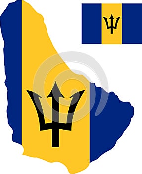 Vector map of Barbados with flag. Isolated, white background