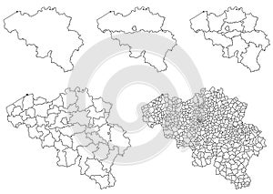 Vector map of Belgium administrative regions and areas photo