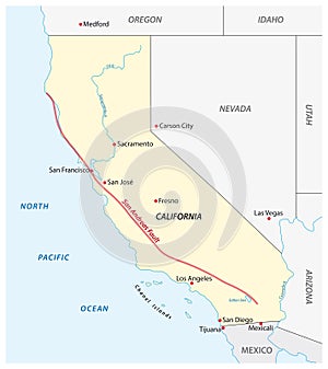 Vector map of Californias San Andreas Fault