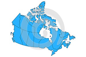 Vector map of Canad with provinces and territories borders photo