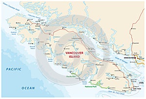 Vector map of canada island Vancouver island