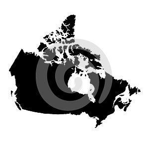 Vector map Canada. Isolated vector Illustration. Black on White background.