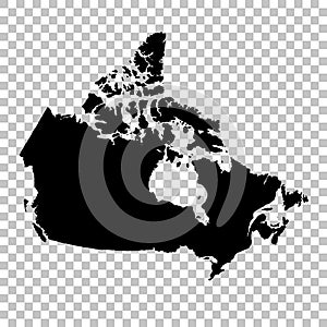 Vector map Canada. Isolated vector Illustration. Black on White background.