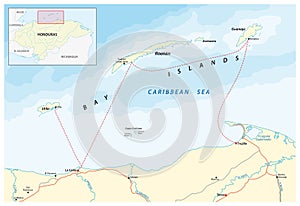Vector map of caribbean Bay Islands, Honduras
