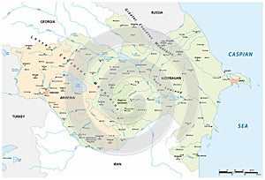 Vector map of Caucasus States Armenia and Azerbaijan