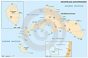 Vector map of the Chilean archipelago of Juan Fernandez Islands