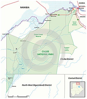 Vector map of Chobe National Park, Botswana