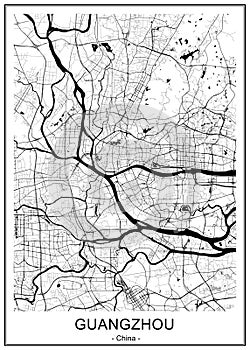 Map of the city of Guangzhou, China photo