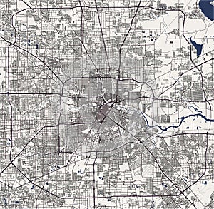 Map of the city of Houston, U.S. state of Texas, USA