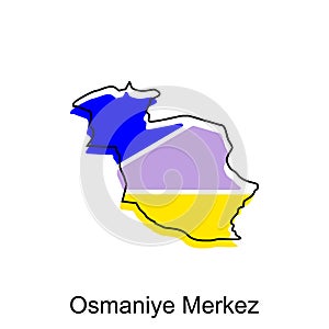 vector Map City of Osmaniye Merkez modern outline, High detailed illustration vector Design Template